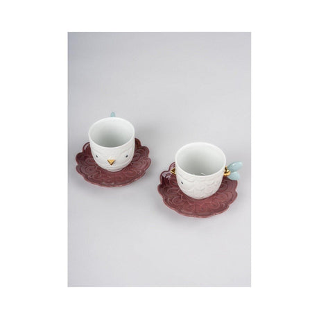 Lladró Set 2 Tazze con Piatto Kawki 8x25cm Porcellana