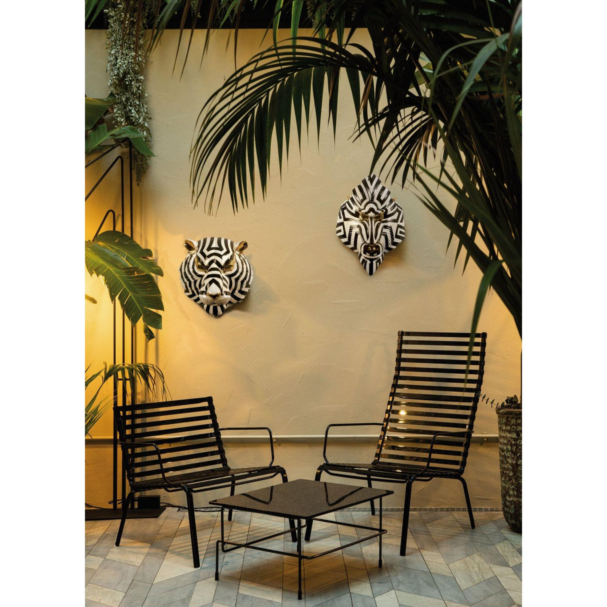 LLADRO' Maschera Mandrillo Nero Oro 44x31cm Porcellana