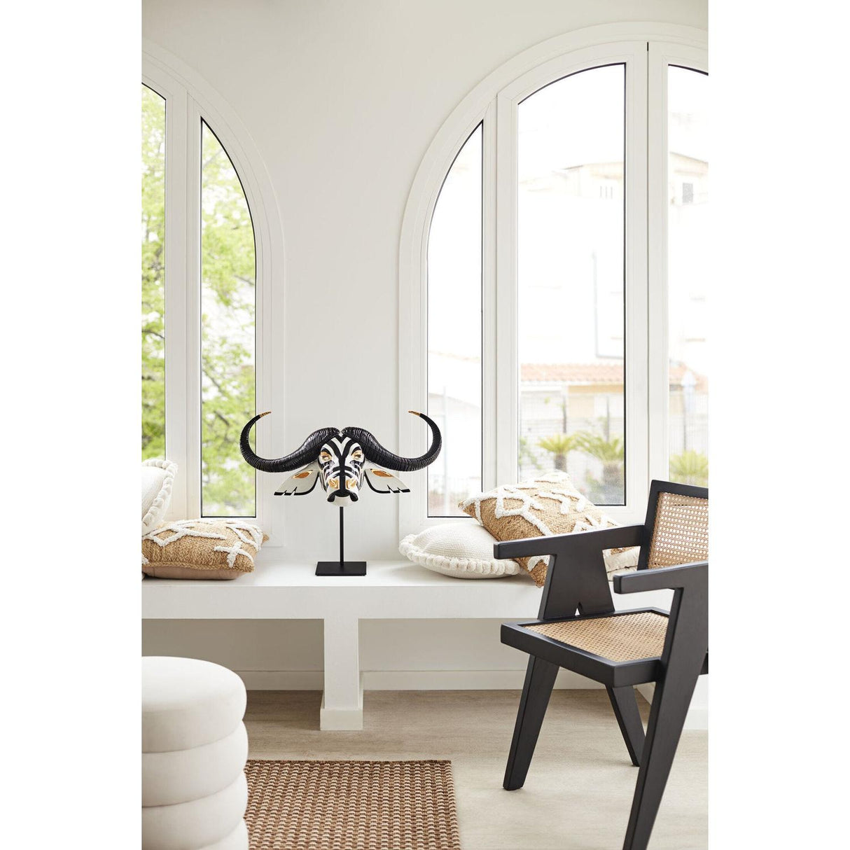 Lladró Maschera Bufalo Nero e Oro 36x67cm Porcellana