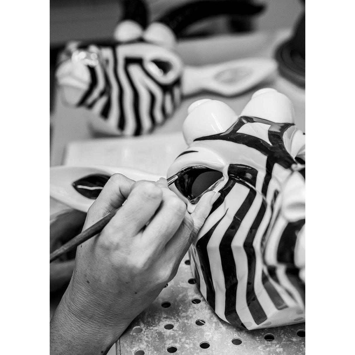 Lladró Maschera Antilope Nero Oro 57x39cm Porcellana