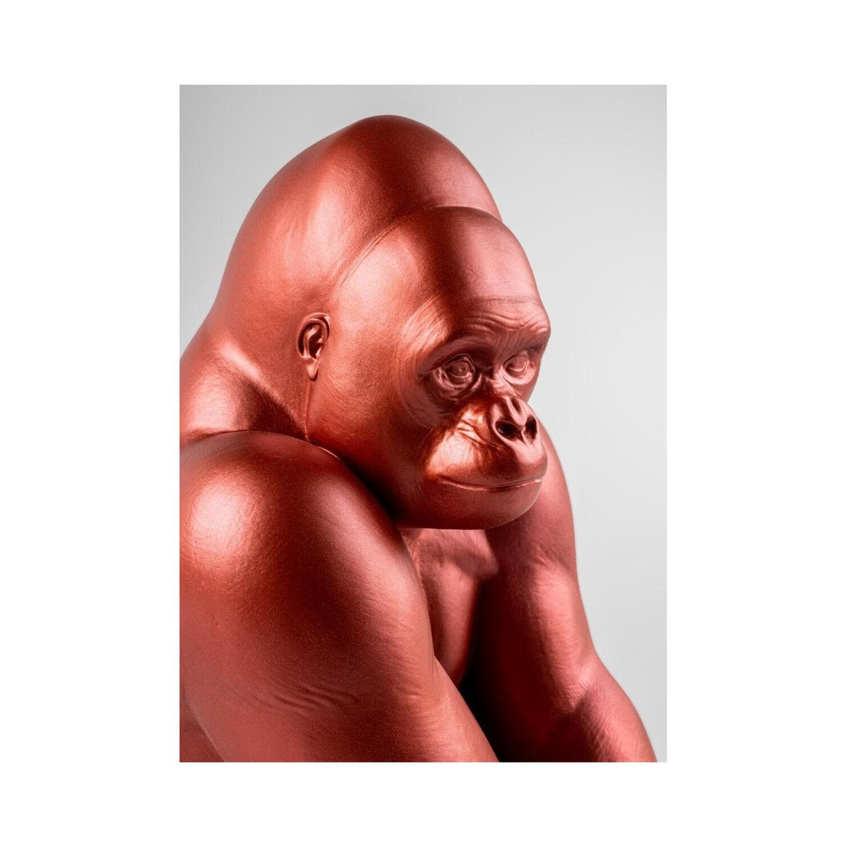 Lladró Scultura Gorilla Rosso Metallizzato Serie Limitata 37x23cm Porcellana