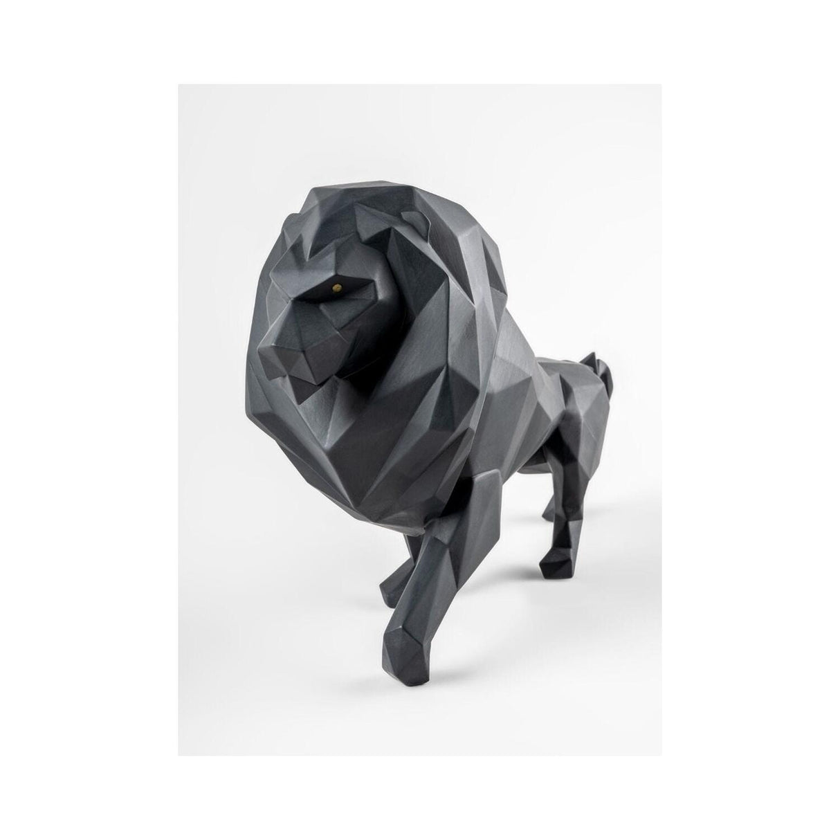 Lladró Scultura Leone Nero Opaco 25x48cm Porcellana