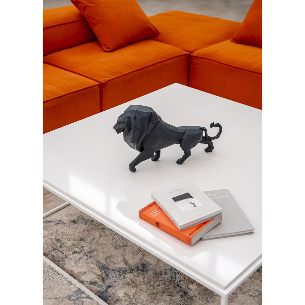 Lladró Scultura Leone Nero Opaco 25x48cm Porcellana