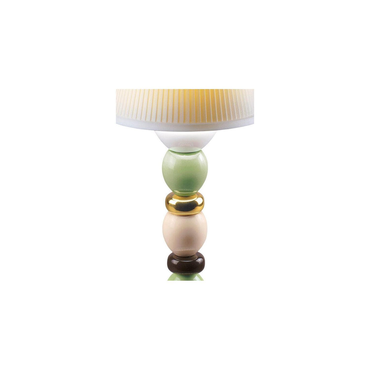 LLADRO' Lampada da Tavolo Lotus Firefly Autunno Dorato Verde e Azzurro 30x12cm Porcellana