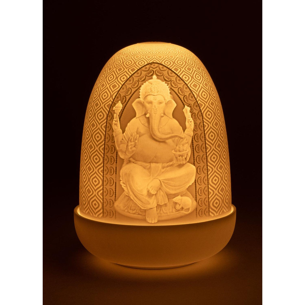 Lladró Lampada da Tavolo Lord Ganesha & Goddess Lakshmi Dome 15x11cm Porcellana