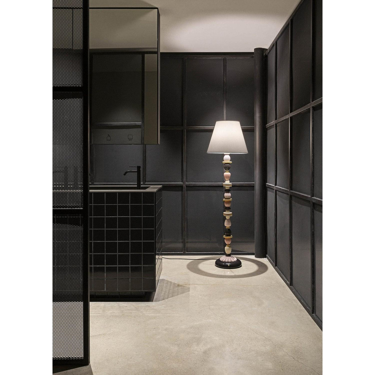 LLADRO' Lampada da Terra Firefly Rosa e Oro 162x45cm Porcellana