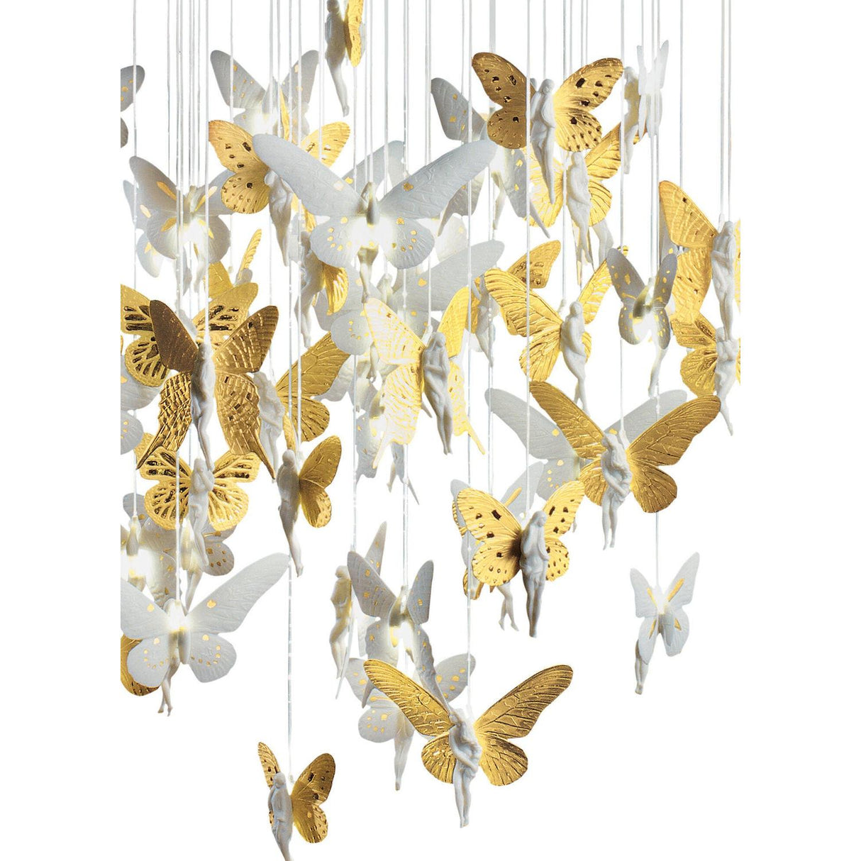 Lladró Chandelier Niagara 080 M Lustro Oro 170x80cm Porcellana