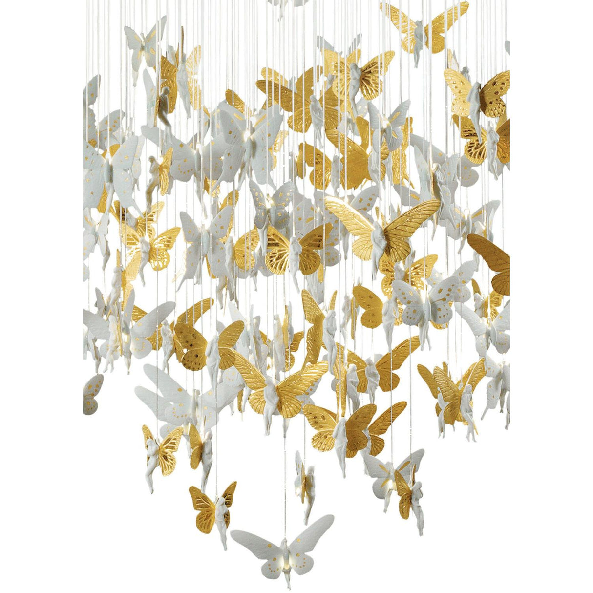 LLADRO' Chandelier Niagara 135 M Lustro Oro 210x135cm Porcellana