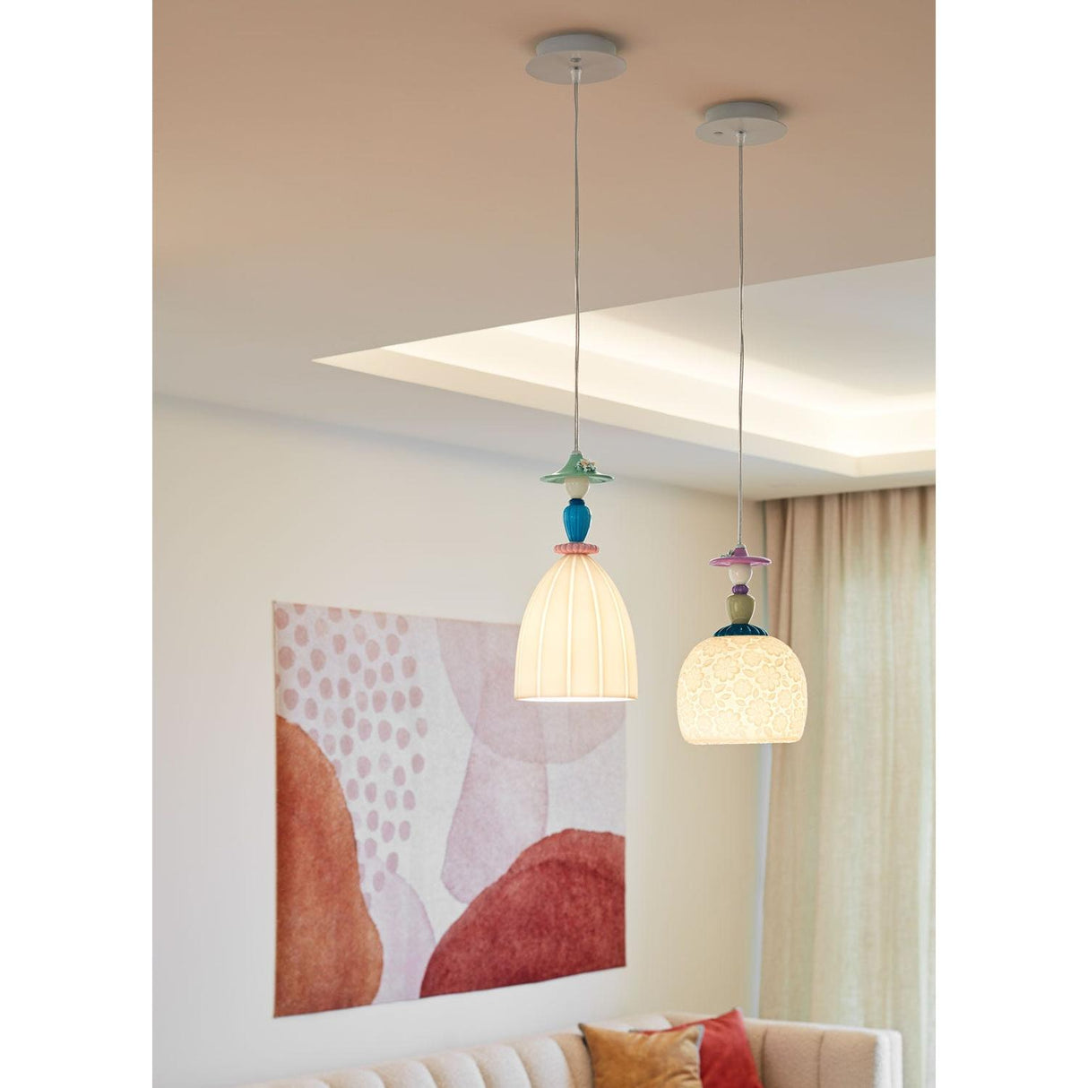 Lladró Lampadario Mademoiselle Daniela 195x17cm Porcellana