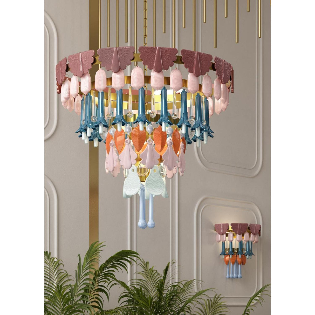Lladró Chandelier Seasons 70 cm Autunno 65x70cm Porcellana