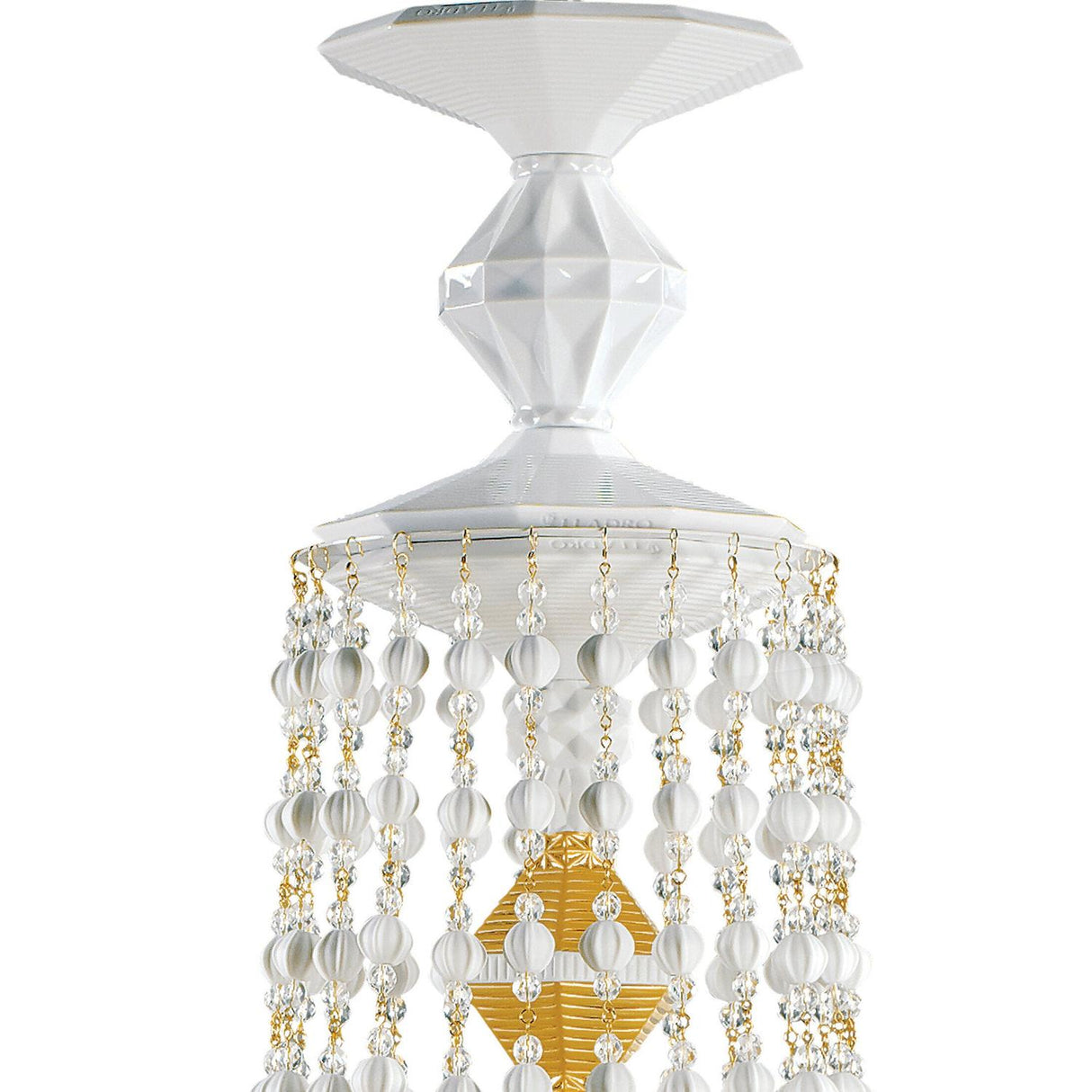 LLADRO' Chandelier Winter Palace 6 Luci Lustro Oro 115x70cm Porcellana