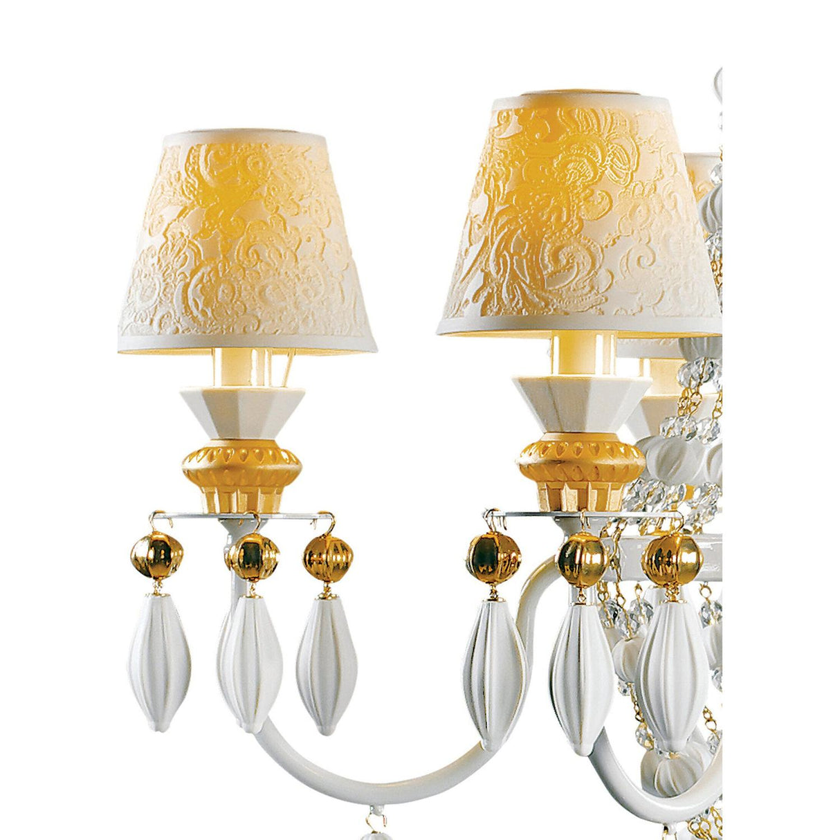 Lladró Chandelier Winter Palace 6 Luci Lustro Oro 115x70cm Porcellana