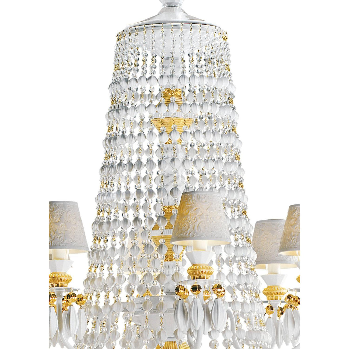 Lladró Chandelier Winter Palace 30 Luci Lustro Oro 195x105cm Porcellana