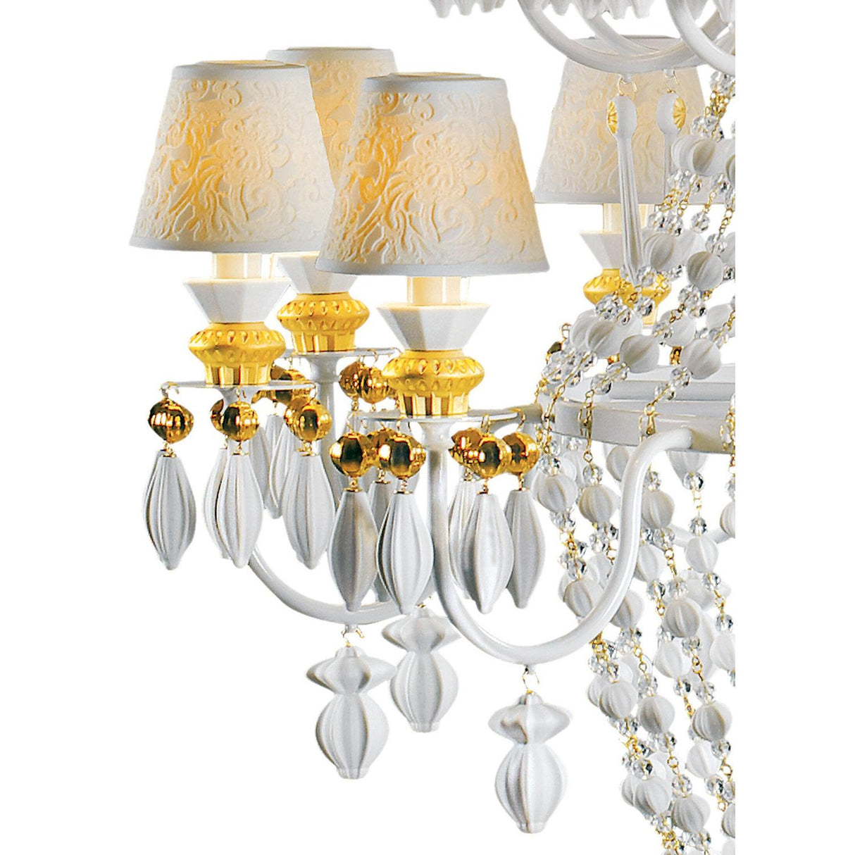 Lladró Chandelier Winter Palace 30 Luci Lustro Oro 195x105cm Porcellana