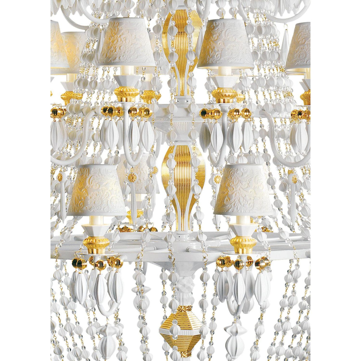 Lladró Chandelier Winter Palace 30 Luci Lustro Oro 195x105cm Porcellana
