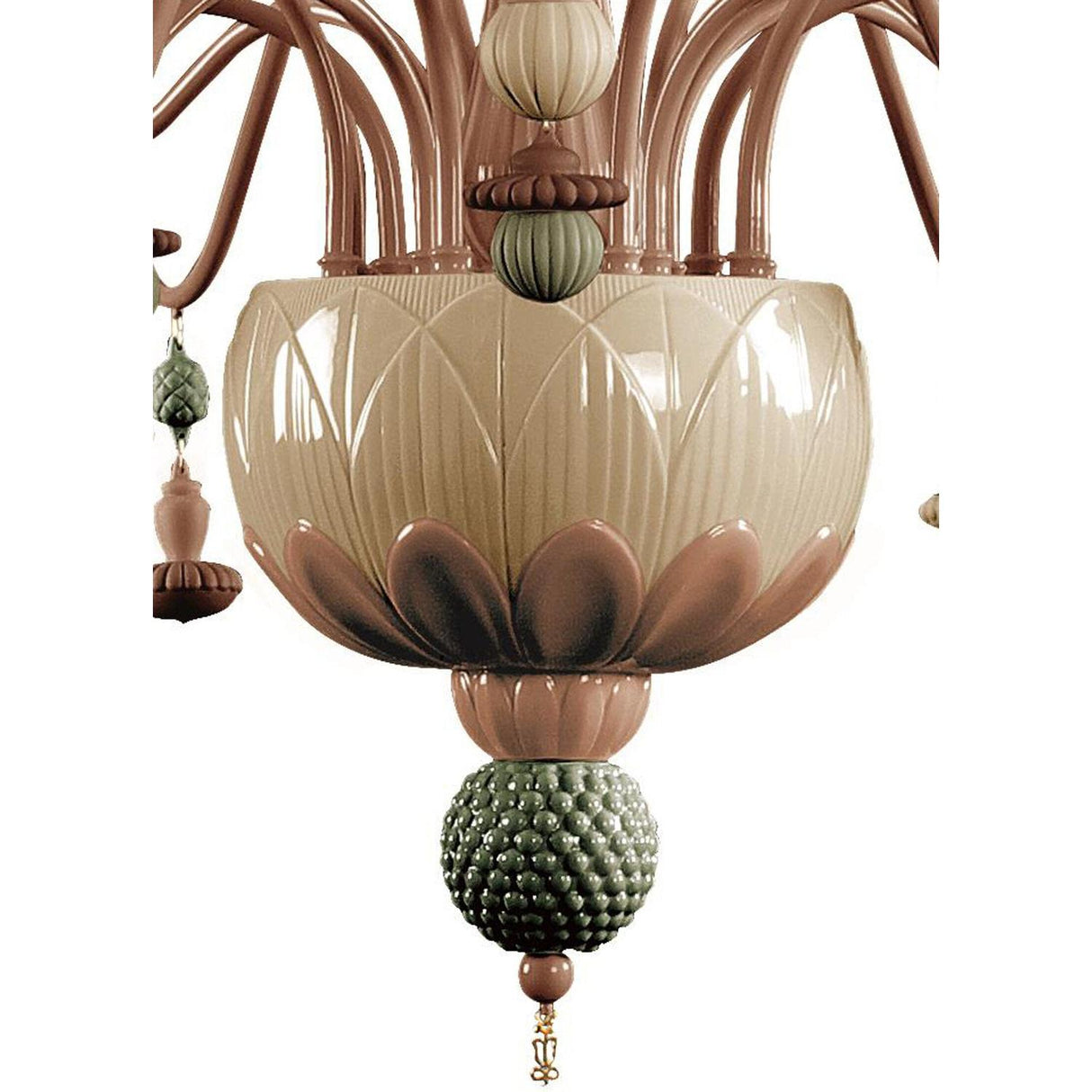 LLADRO' Chandelier Ivy And Seed 16 Luci Medio Spezie 133x115cm Porcellana