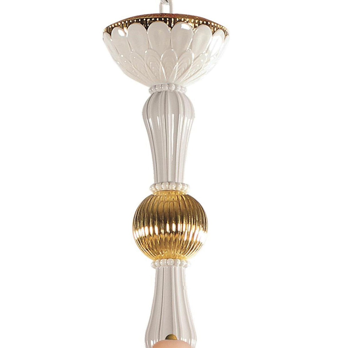 LLADRO' Chandelier Ivy And Seed 16 Luci Medio Oro 133x115cm Porcellana