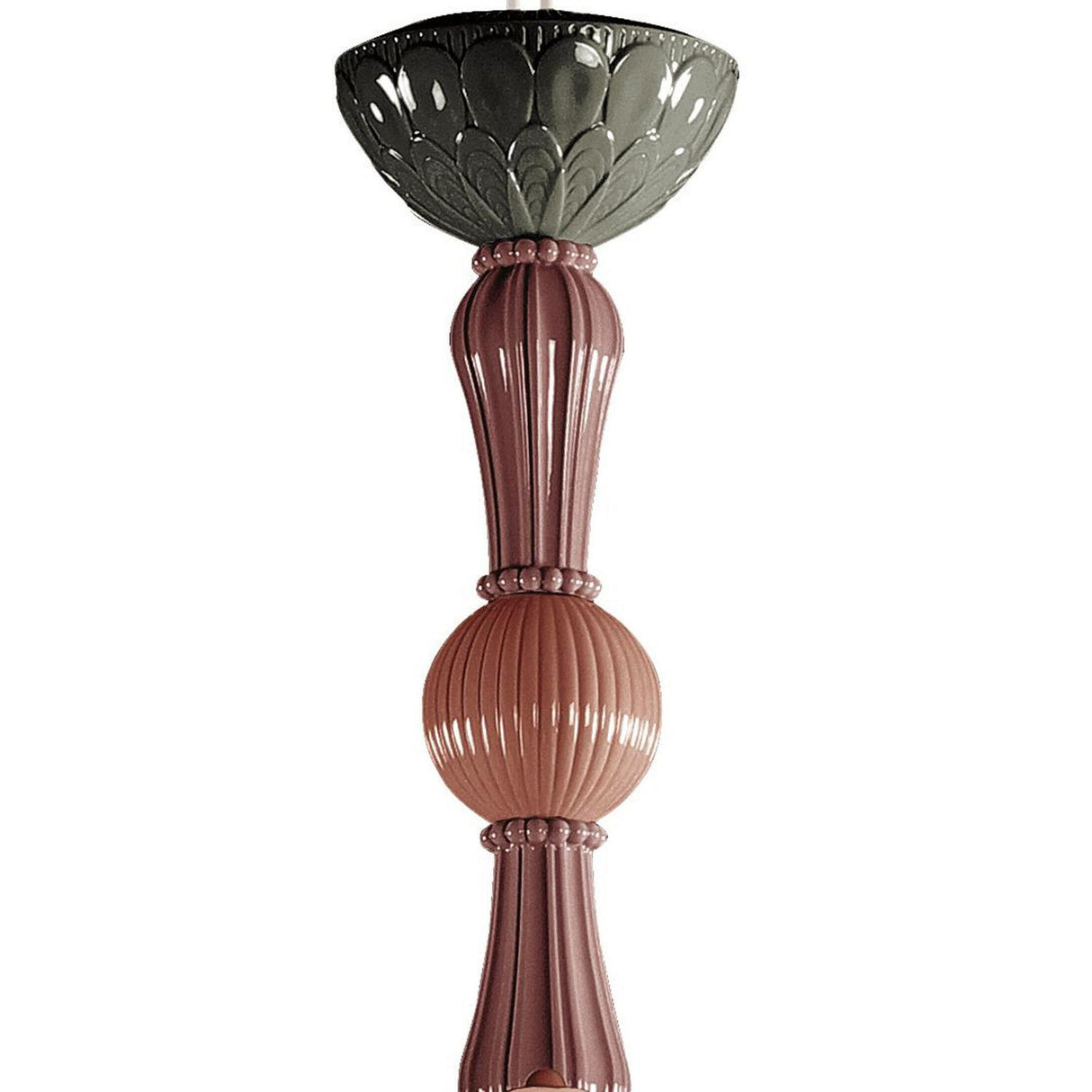 LLADRO' Chandelier Ivy And Seed 16 Luci Modello Medio Rosso Corallo 133x115cm Porcellana