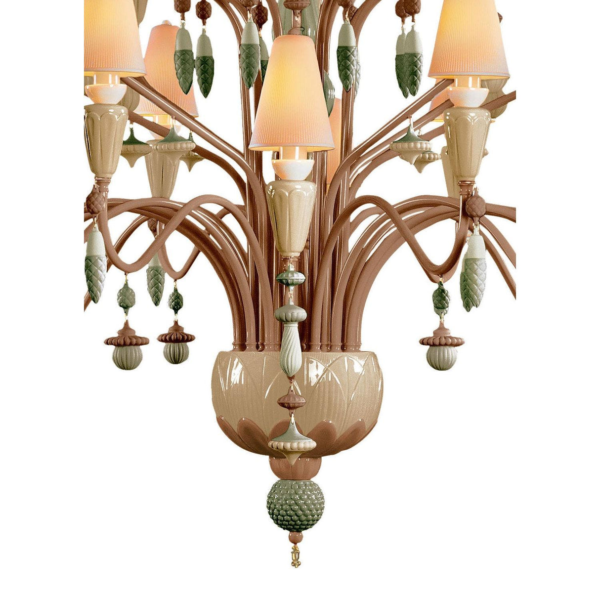Lladró Chandelier Ivy e Seed 32 Luci Grande Spezie 183x150cm Porcellana