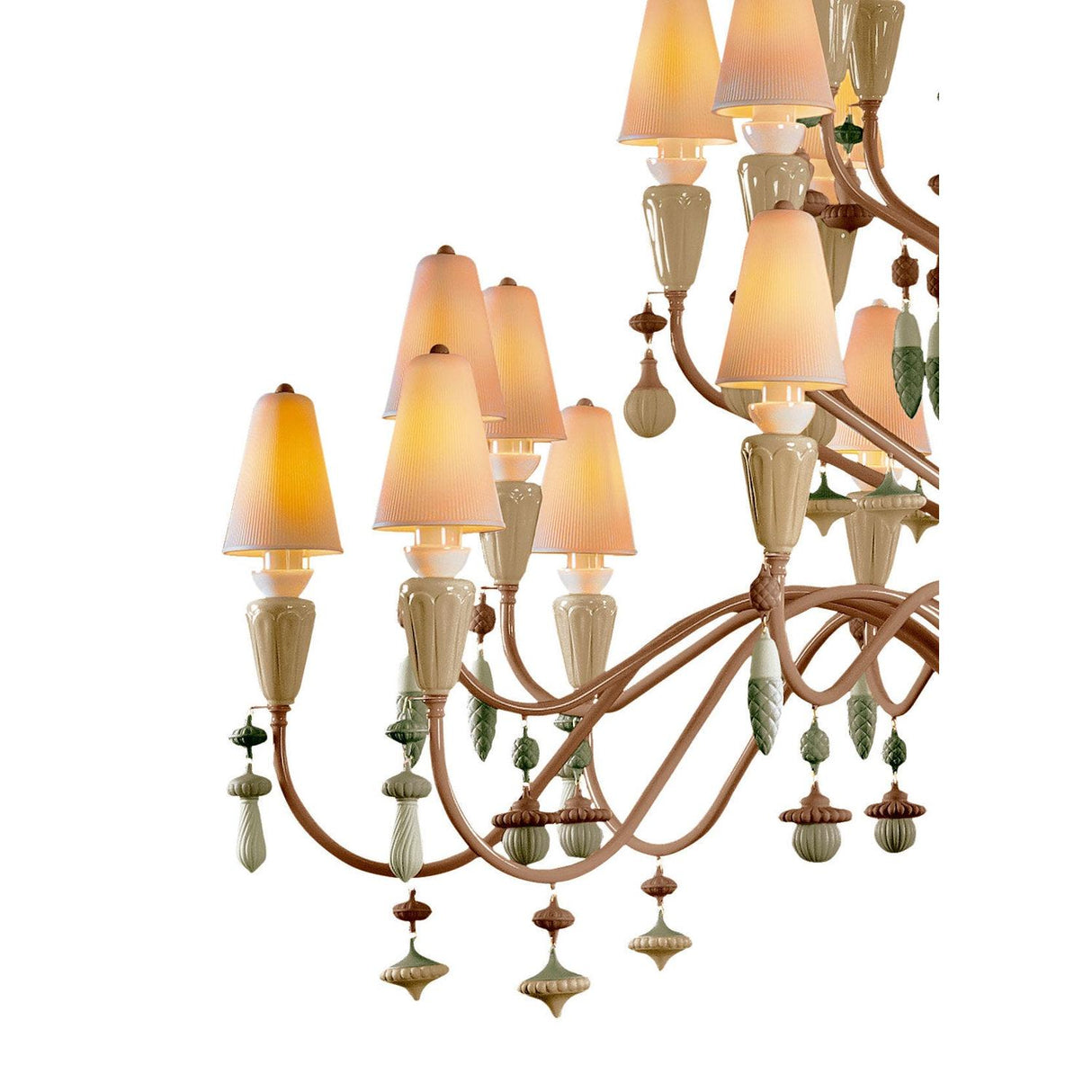 Lladró Chandelier Ivy e Seed 32 Luci Grande Spezie 183x150cm Porcellana
