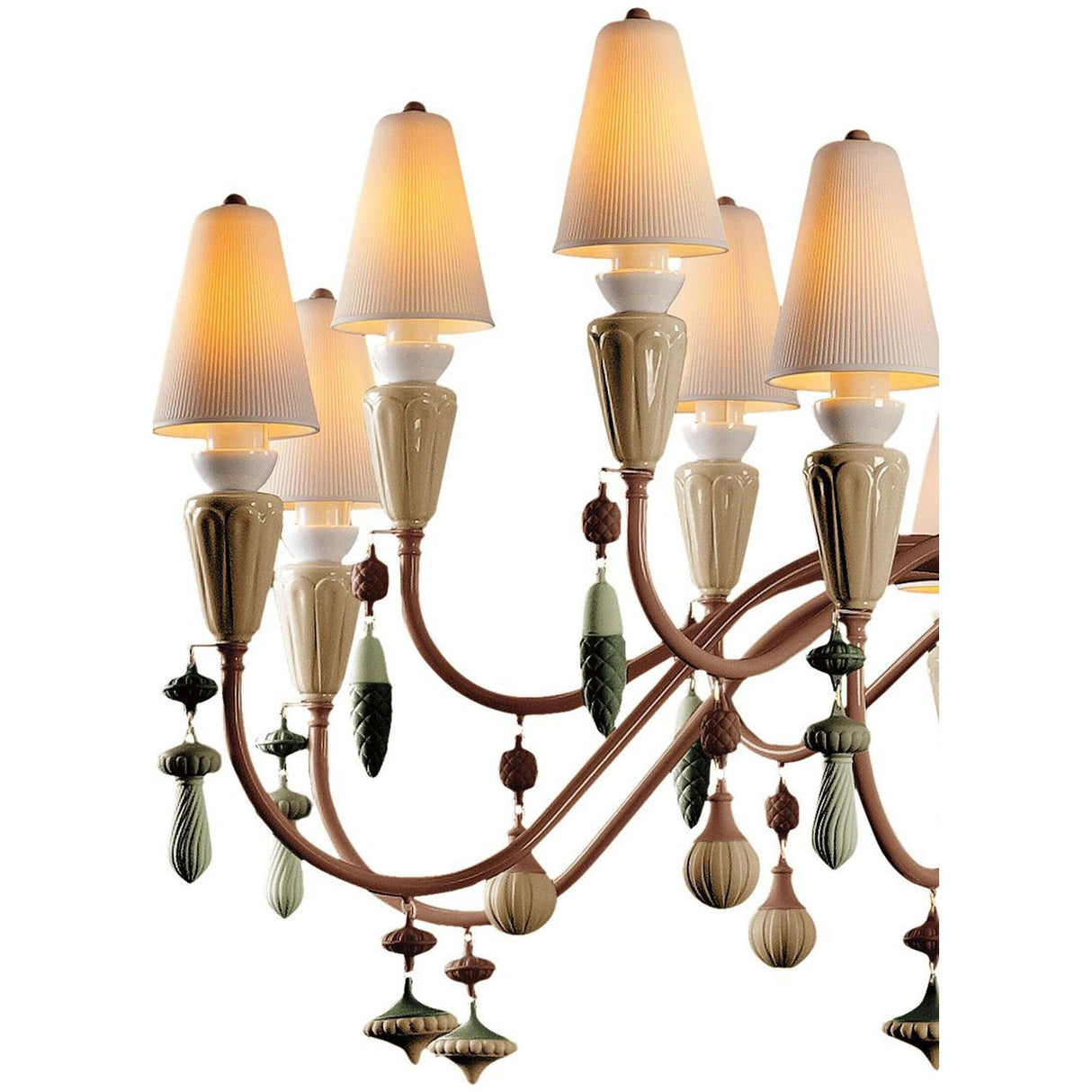 LLADRO' Chandelier Ivy And Seed 16 Luci Modello Grande Spezie 148x150cm Porcellana
