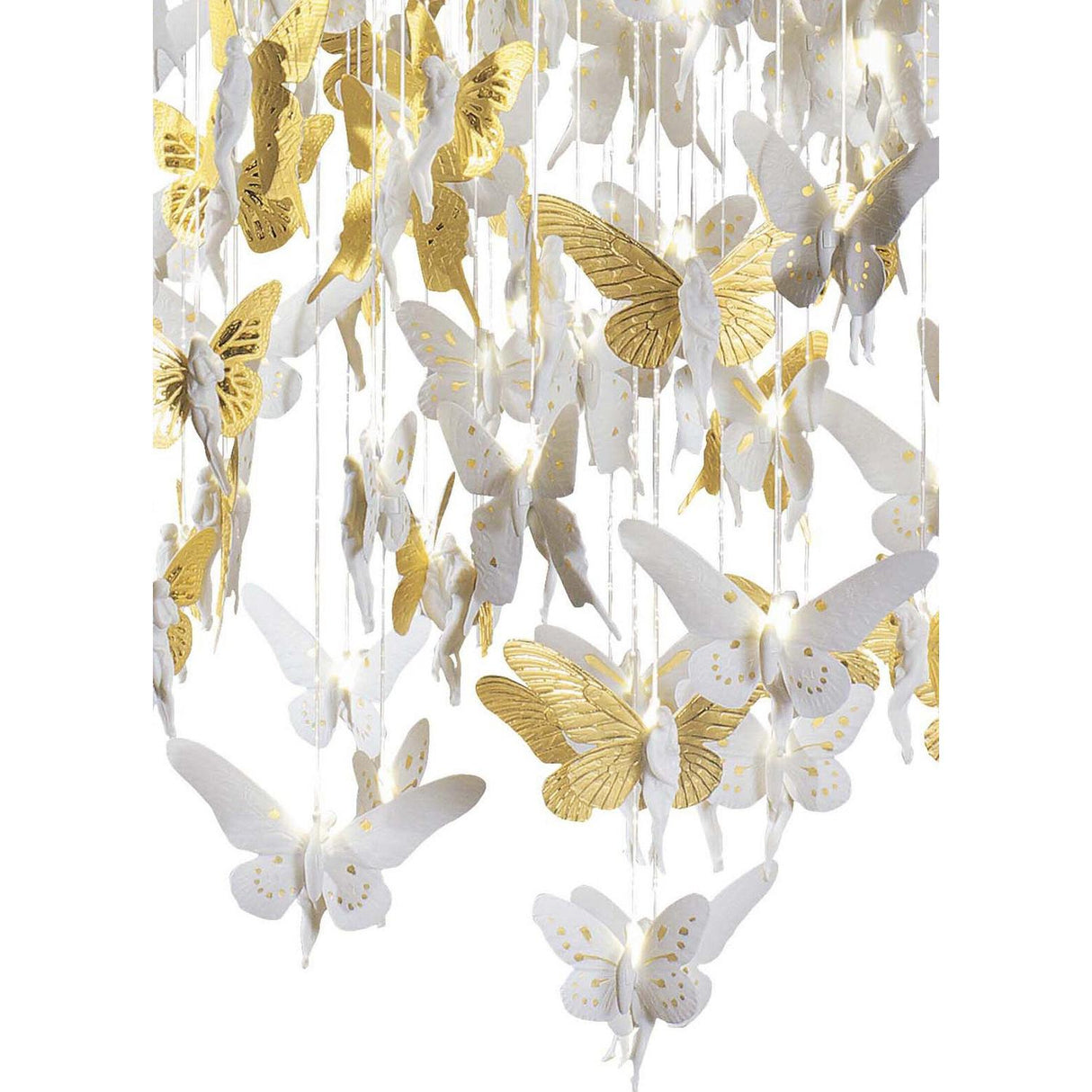 Lladró Chandelier Niagara 110 M Lustro Oro 185x110cm Porcellana