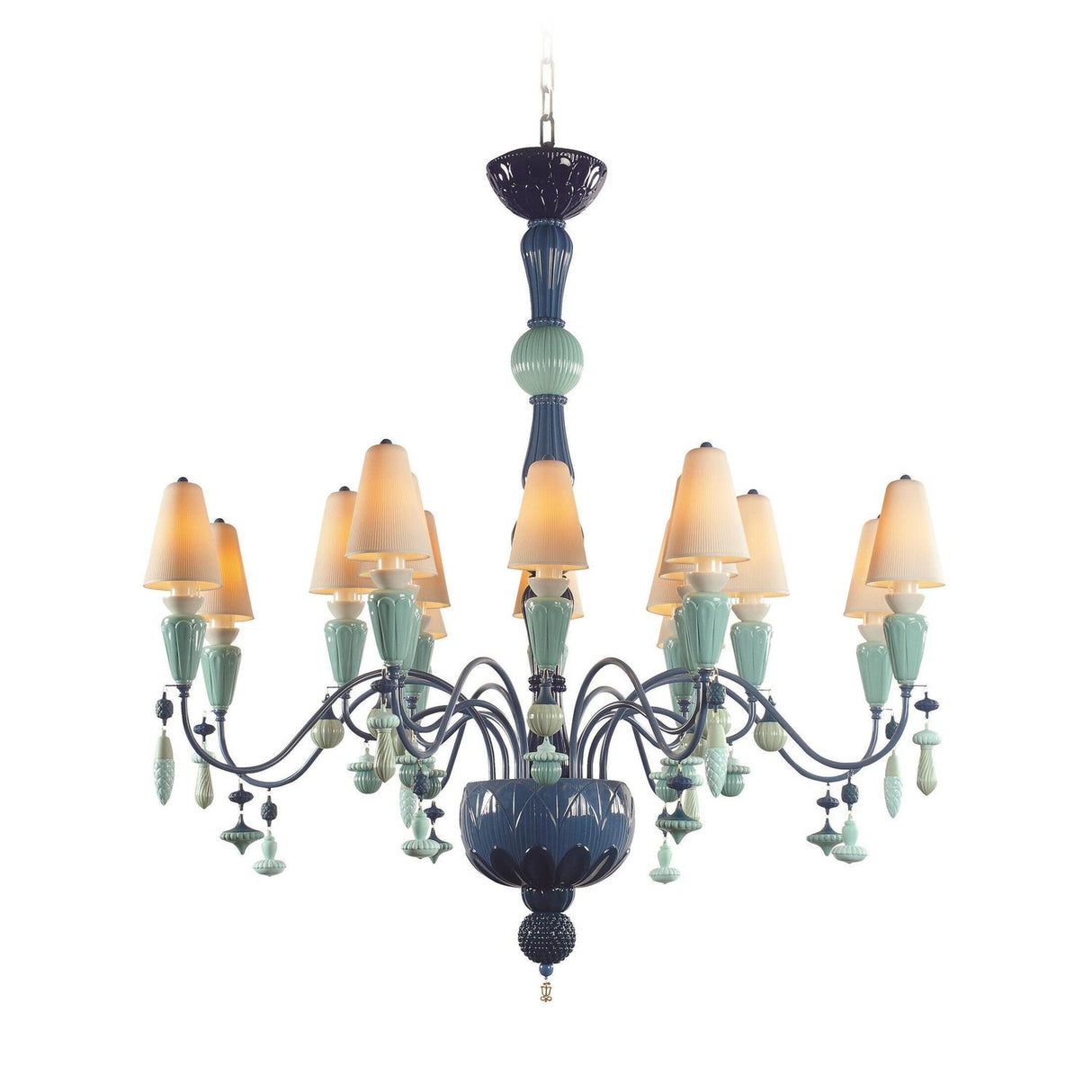 Lladró Chandelier Ivy And Seed 16 Luci Modello Medio Oceano 133x115cm Porcellana