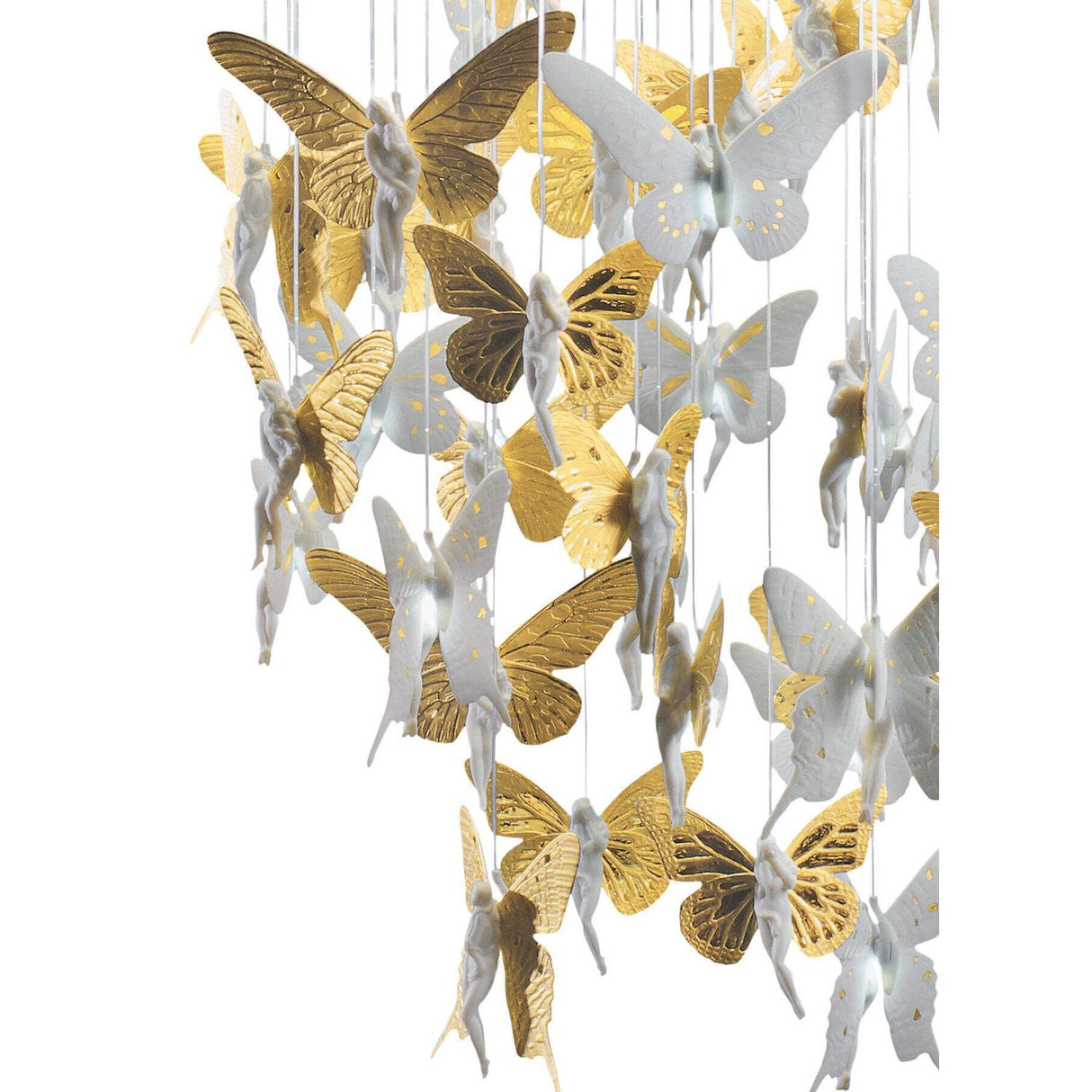 LLADRO' Chandelier Niagara 060 M Lustro Oro 155x60cm Porcellana