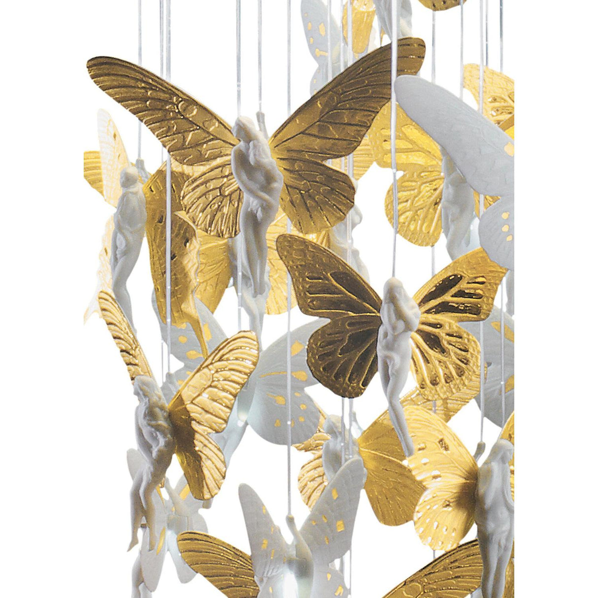 LLADRO' Chandelier Niagara 060 M Lustro Oro 155x60cm Porcellana