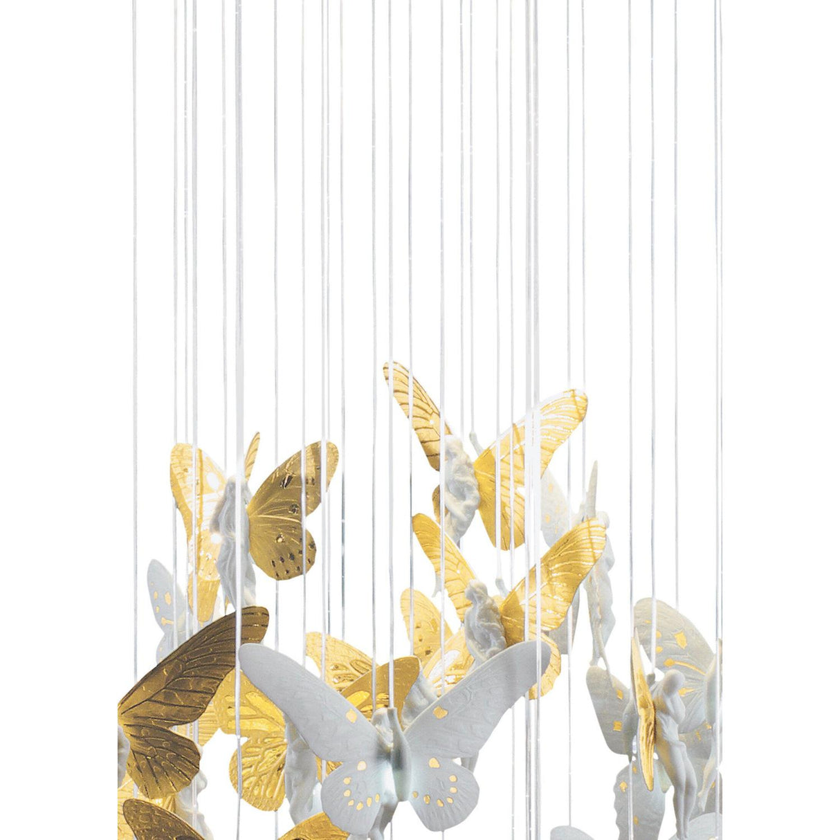 Lladró Chandelier Niagara 060 M Lustro Oro 155x60cm Porcellana