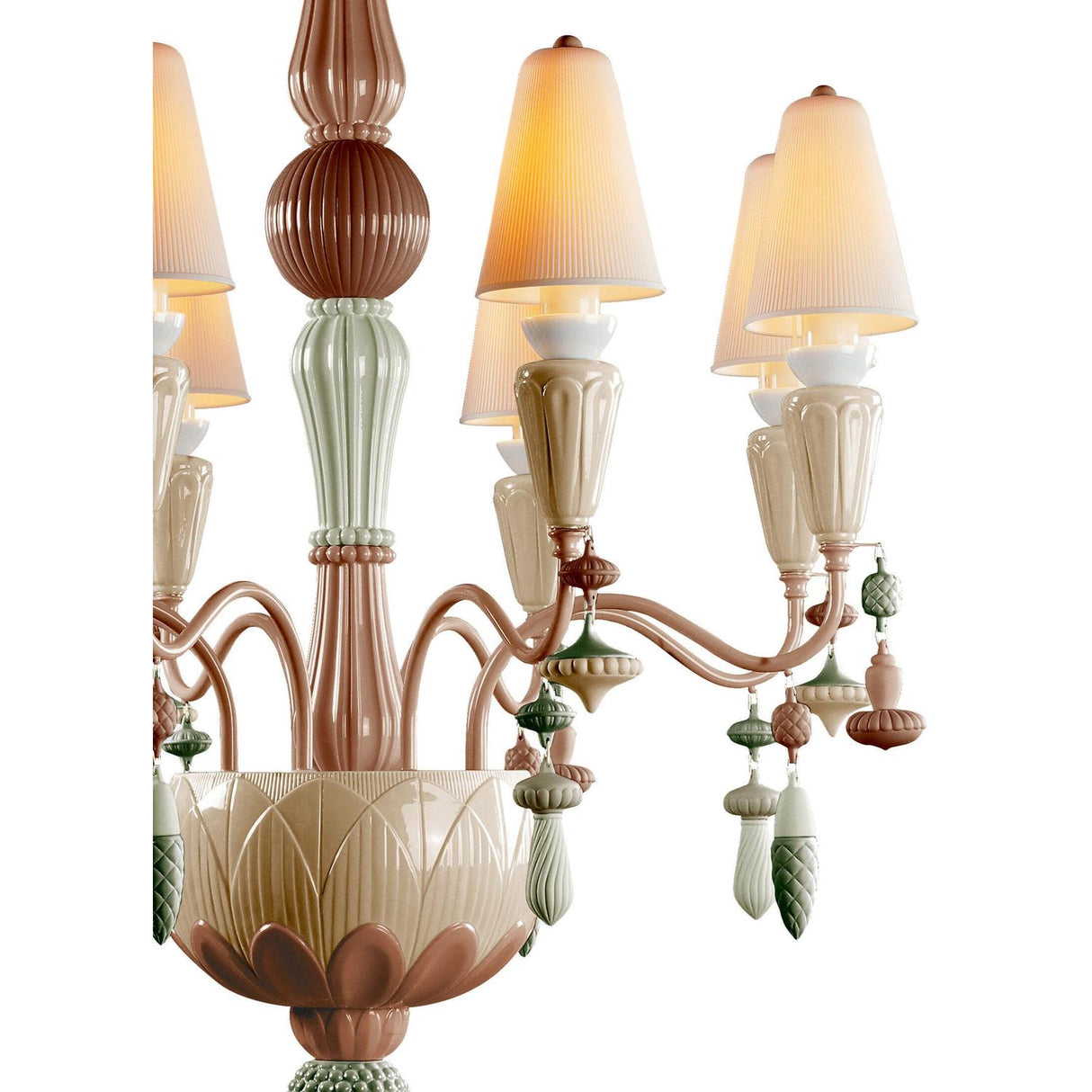 LLADRO' Chandelier Ivy e Seed 8 Luci Spezie 123x70cm Porcellana