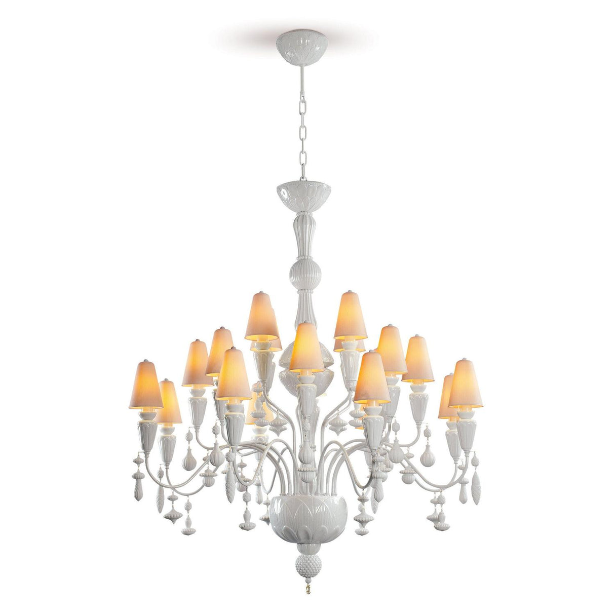 LLADRO' Chandelier Ivy e Seed 20 Luci Medio Bianco 138x115cm Porcellana