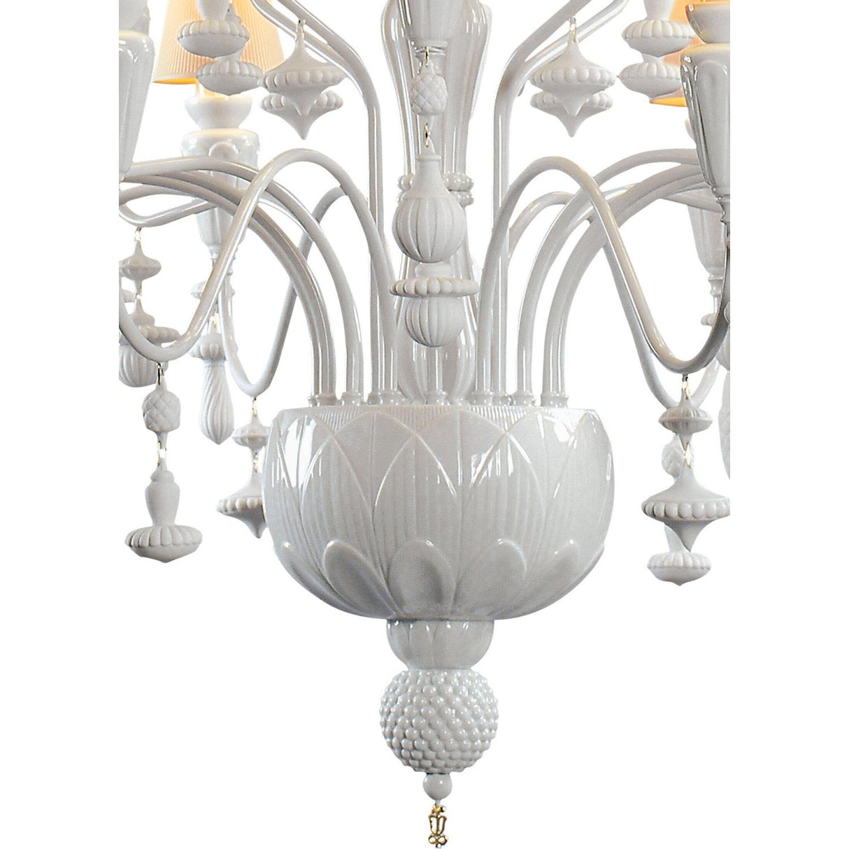LLADRO' Chandelier Ivy e Seed 20 Luci Medio Bianco 138x115cm Porcellana
