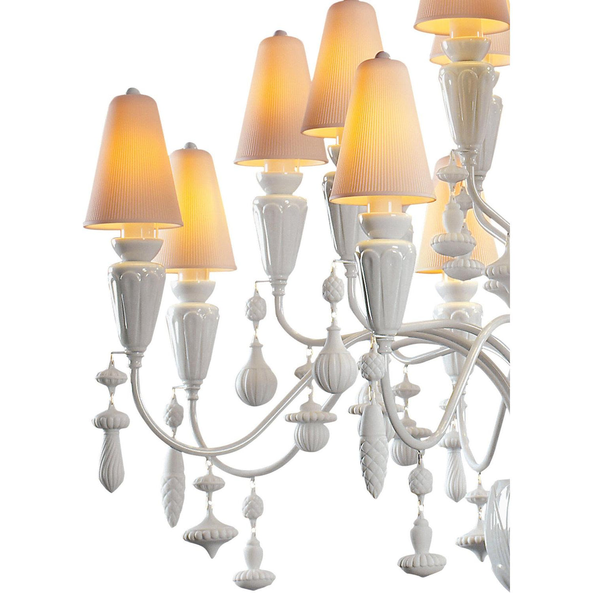 LLADRO' Chandelier Ivy e Seed 20 Luci Medio Bianco 138x115cm Porcellana