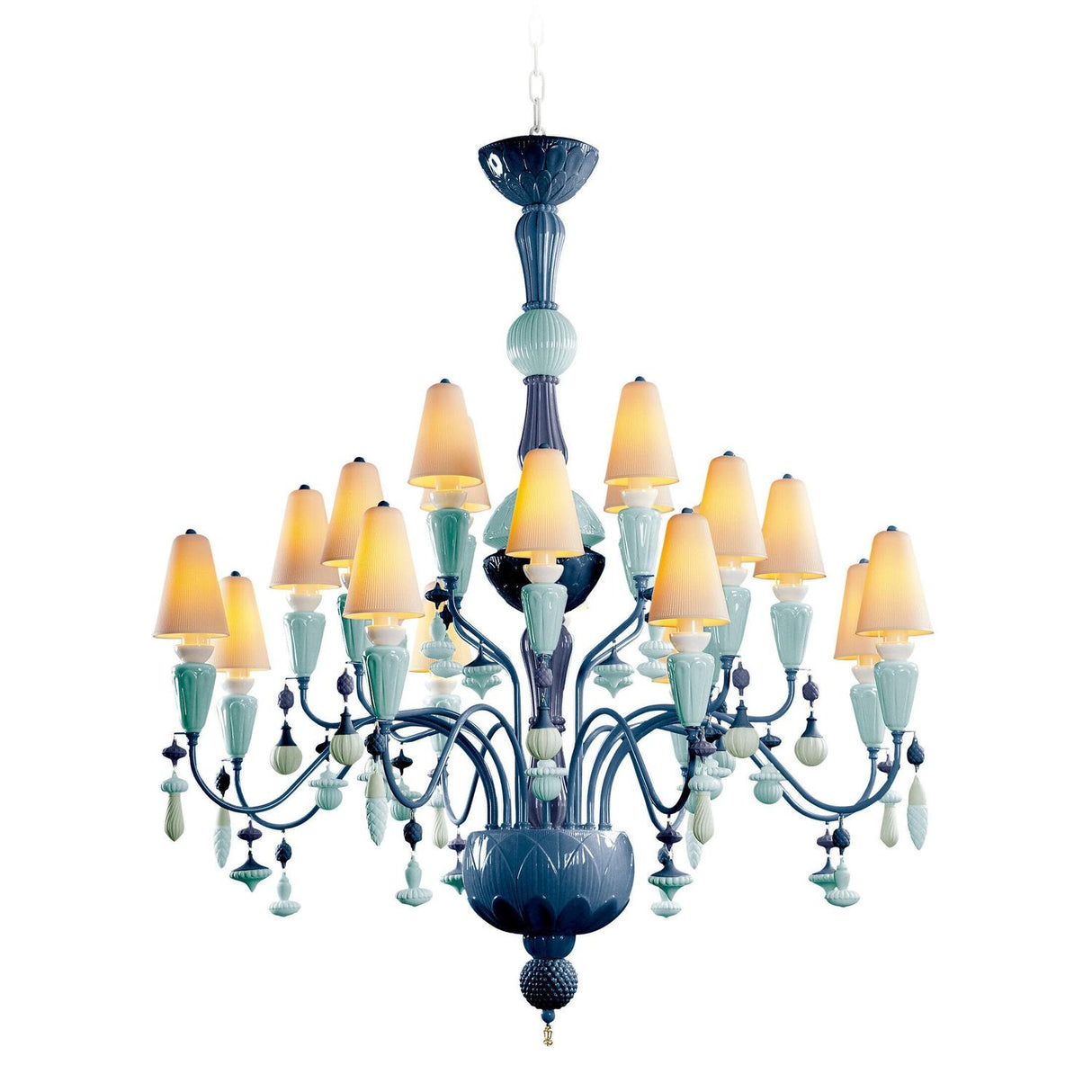 Lladró Chandelier Ivy e Seed 20 Luci Medio Oceano 138x115cm Porcellana