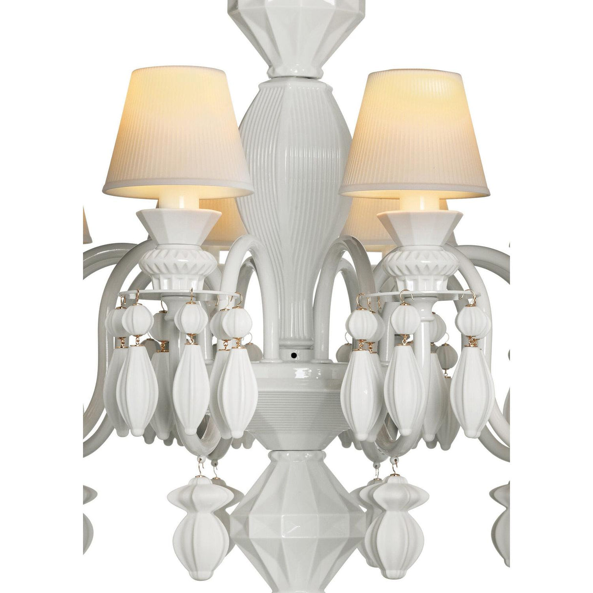 Lladró Chandelier Belle De Nuit 12 Luci Bianco 100x65cm Porcellana