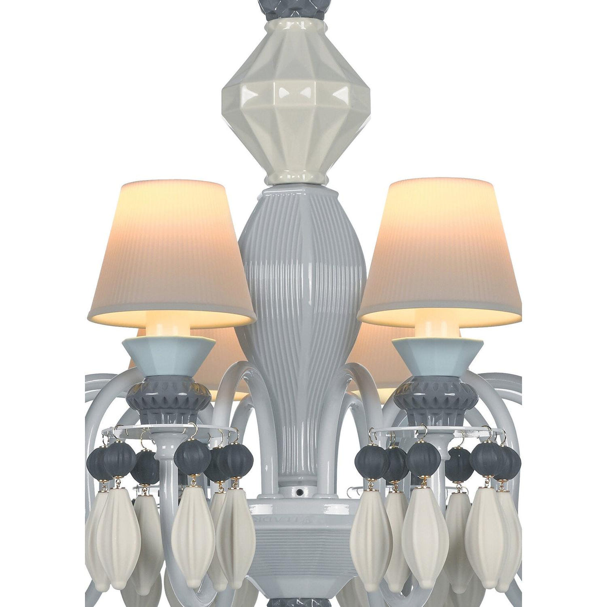 LLADRO' Chandelier Belle De Nuit 12 Luci Nero 100x65cm Porcellana