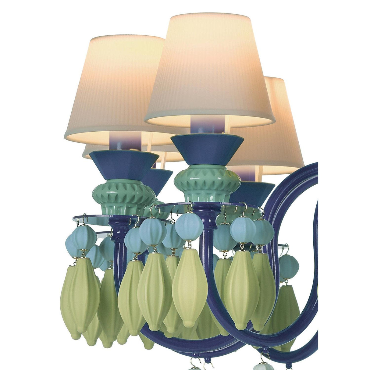 Lladró Chandelier Belle De Nuit 12 Luci Verde 100x65cm Porcellana