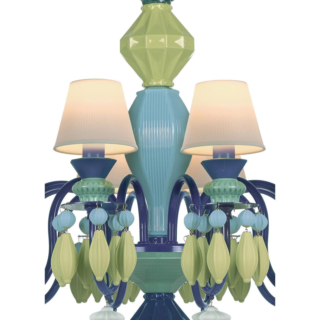 LLADRO' Chandelier Belle De Nuit 12 Luci Verde 100x65cm Porcellana