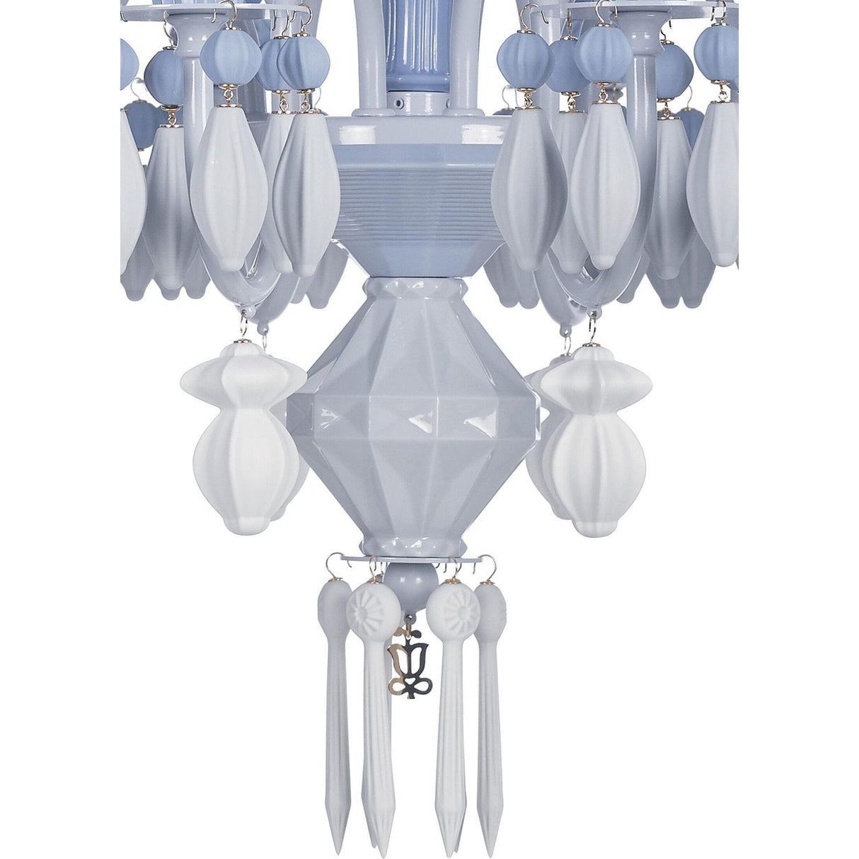 Lladró Chandelier Belle De Nuit 12 Luci Azzurro 100x65cm Porcellana