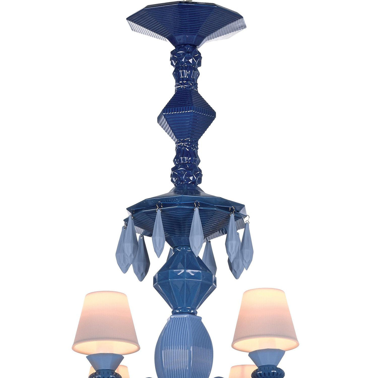 Lladró Chandelier Belle De Nuit 40 Luci Azzurro 150x100cm Porcellana