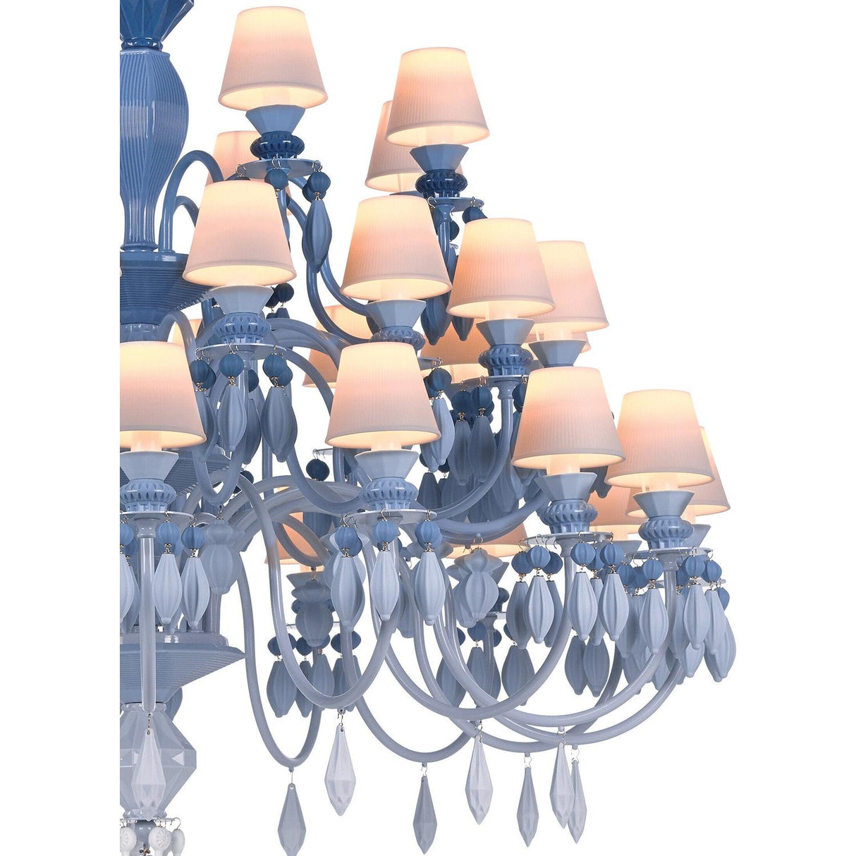 Lladró Chandelier Belle De Nuit 40 Luci Azzurro 150x100cm Porcellana