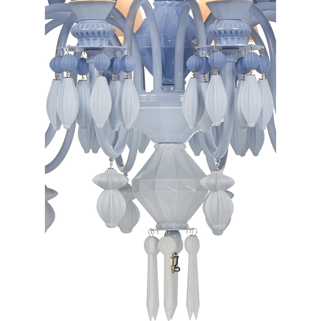 Lladró Chandelier Belle De Nuit 24 Luci Azzurro 125x80cm Porcellana