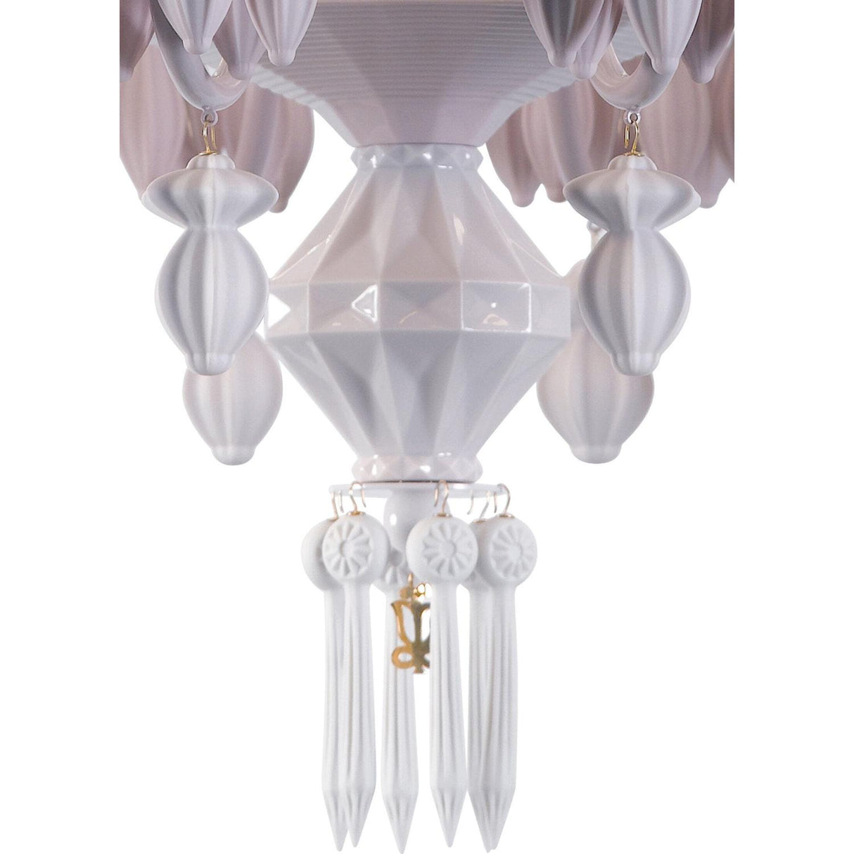 Lladró Chandelier Belle De Nuit 12 Luci Rosa 100x65cm Porcellana