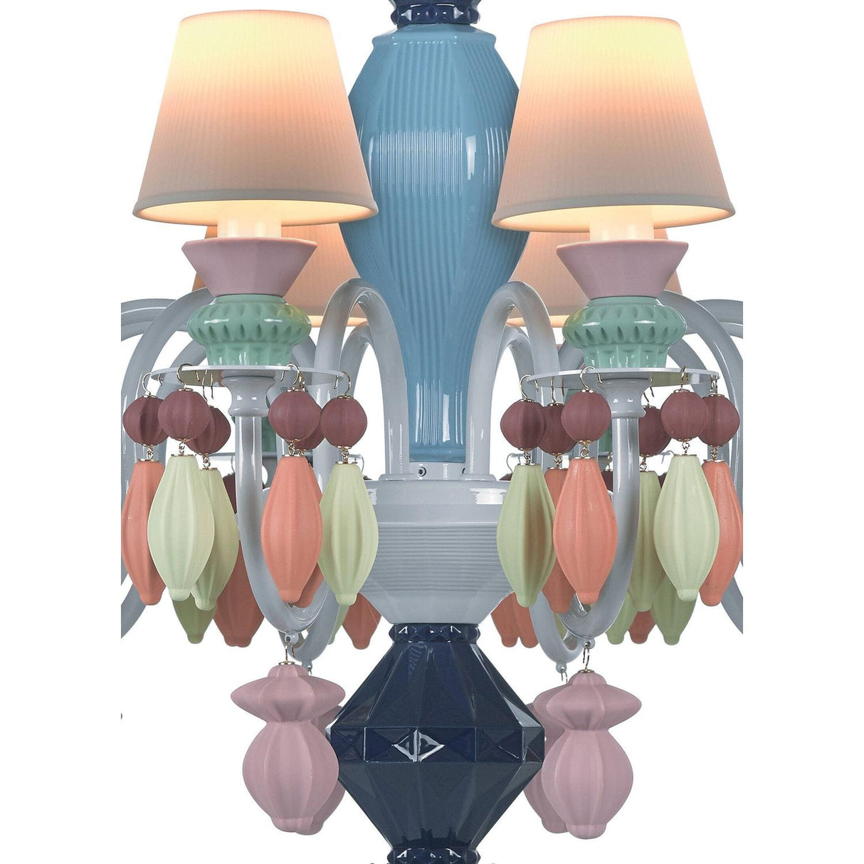 Lladró Chandelier Belle De Nuit 12 Luci Multicolore 100x65cm Porcellana