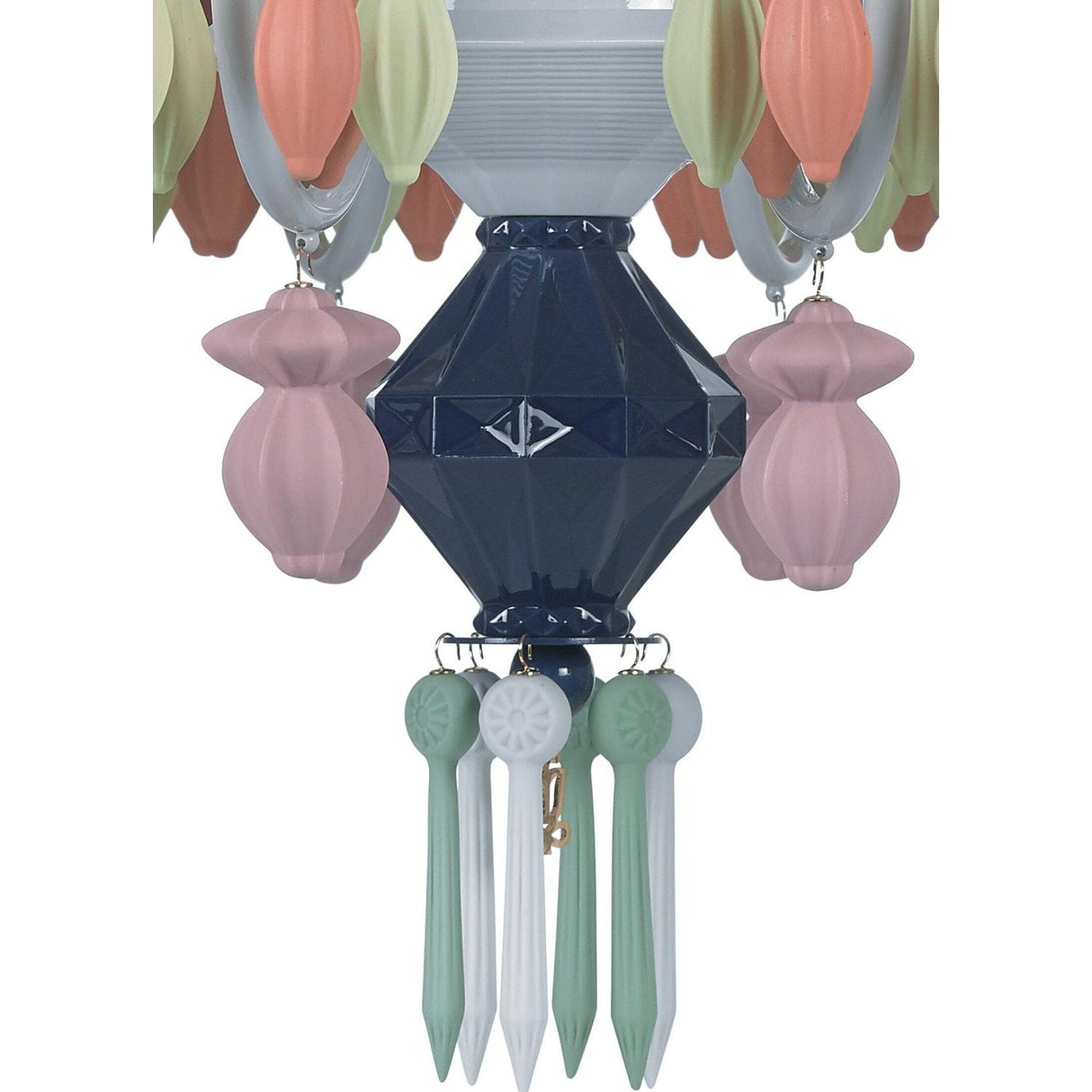 Lladró Chandelier Belle De Nuit 12 Luci Multicolore 100x65cm Porcellana