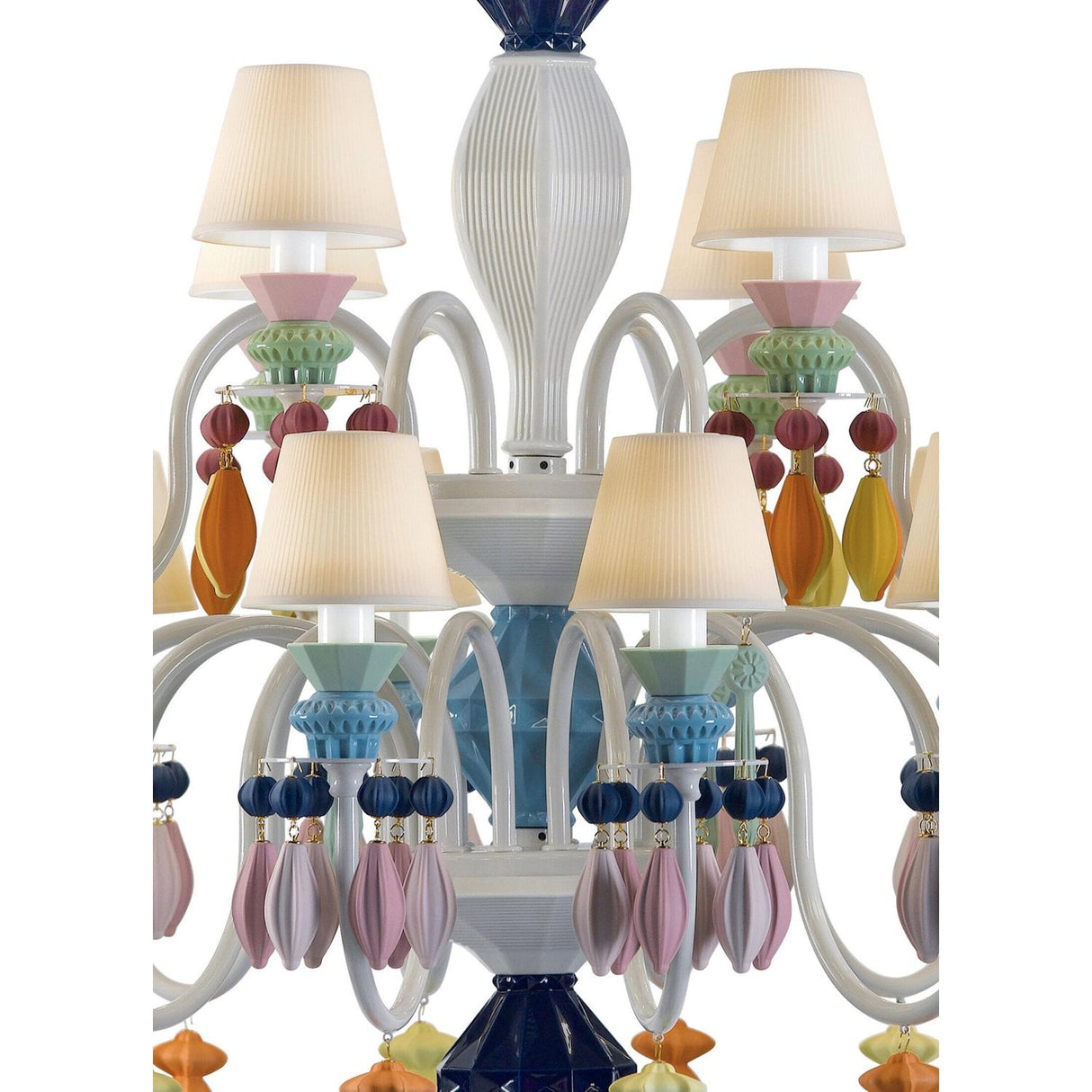 LLADRO' Chandelier Belle De Nuit 24 Luci Multicolore 125x80cm Porcellana