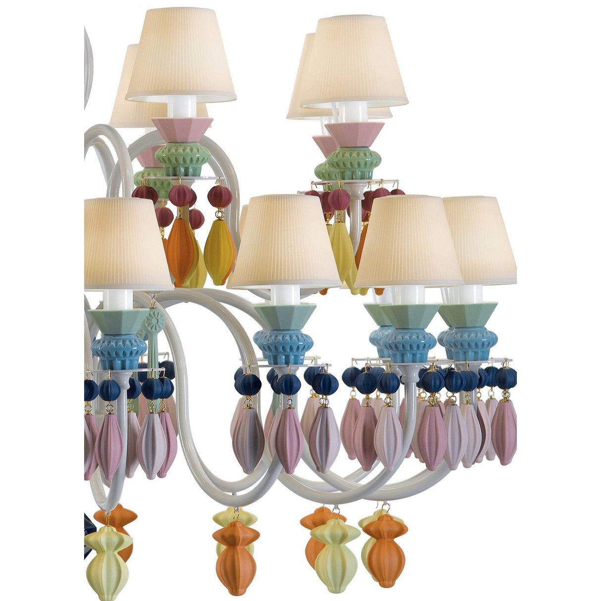 LLADRO' Chandelier Belle De Nuit 24 Luci Multicolore 125x80cm Porcellana