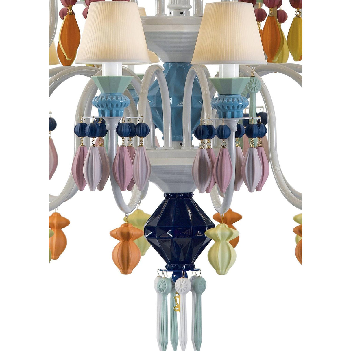 LLADRO' Chandelier Belle De Nuit 24 Luci Multicolore 125x80cm Porcellana