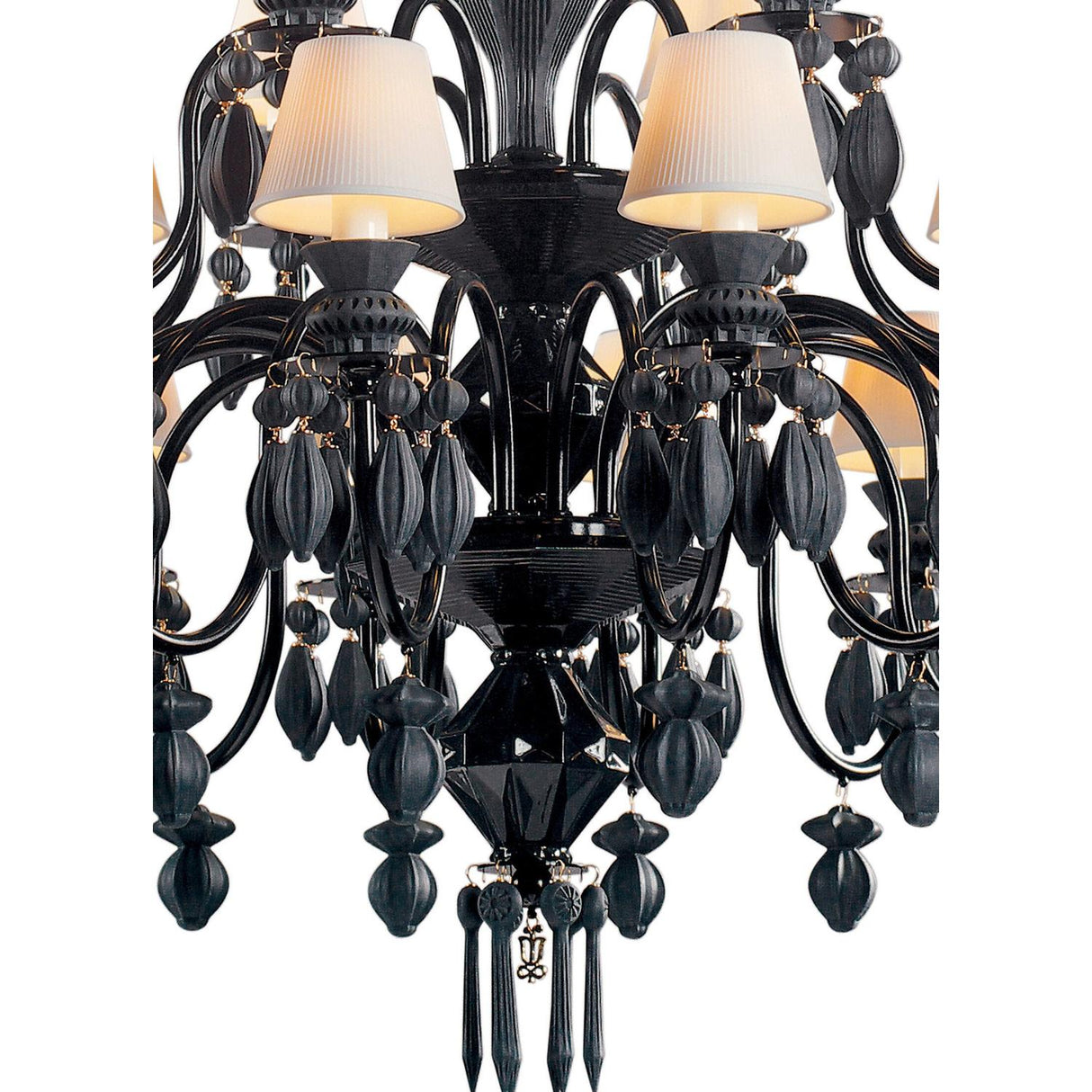 Lladró Chandelier Belle De Nuit 24 Luci Nero Assoluto 125x80cm Porcellana